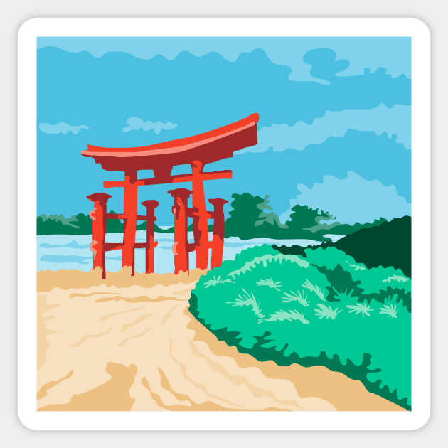 Torii Japanese Gate WPA Sticker by retrovectors